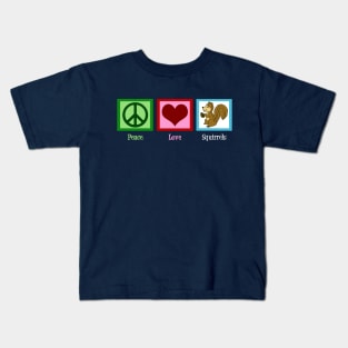 Peace Love Squirrels Kids T-Shirt